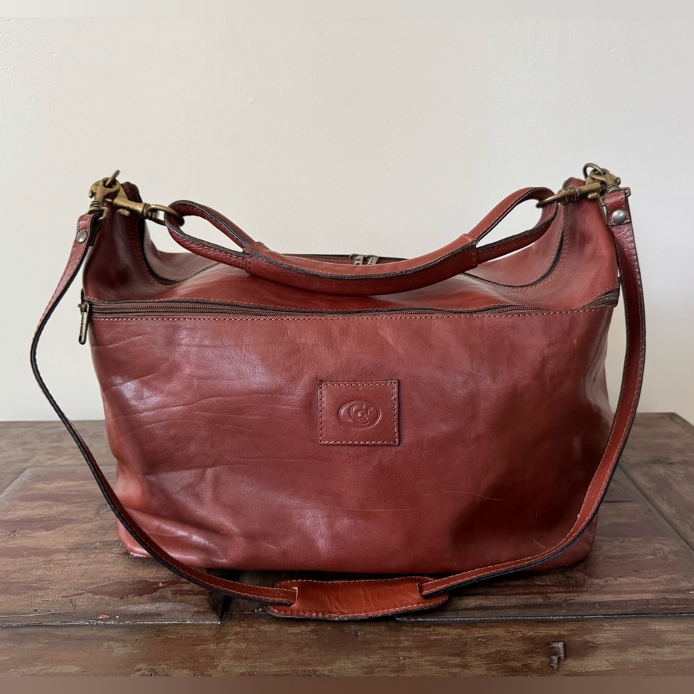 C&C vintage made in Italy‎ brown leather weekender duffel bag unisex men women